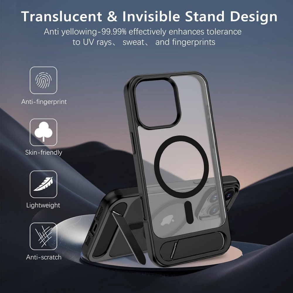 Slim Shockproof Magnetic Case with Invisible Kickstand for iPhone 16 Pro Max
