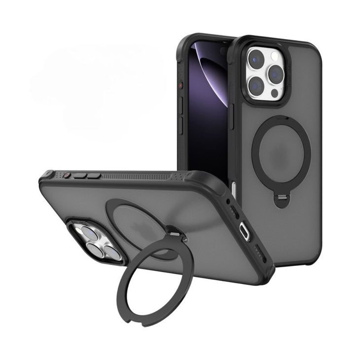 Translucent Matte MagSafe Phone Case with 360° Rotating Magnetic Kickstand, Shockproof Bumper, for Apple iPhone 16 Pro Max