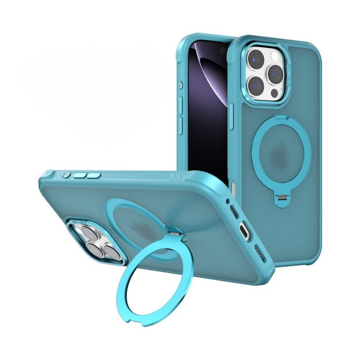 Translucent Matte MagSafe Phone Case with 360° Rotating Magnetic Kickstand, Shockproof Bumper, for Apple iPhone 16 Pro Max