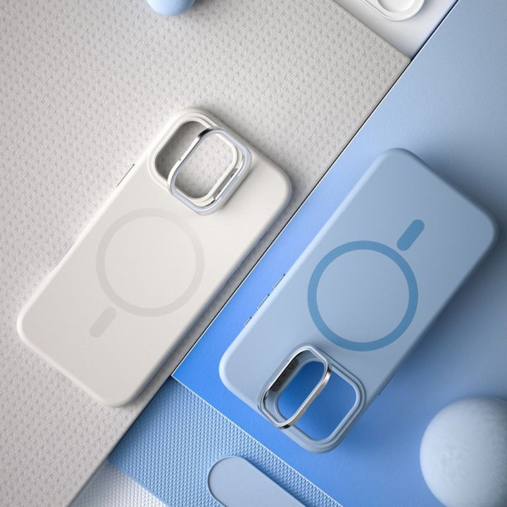 Premium Silicone Magnetic MagSafe Phone Case with Camera Kickstand & Metallic Buttons for Apple iPhone 16 Pro Max