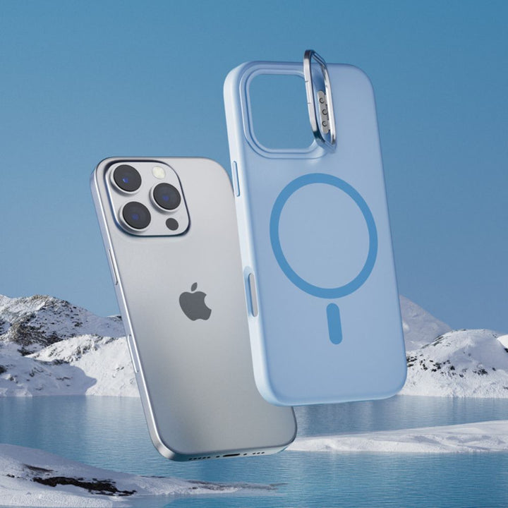 Premium Silicone Magnetic MagSafe Phone Case with Camera Kickstand & Metallic Buttons for Apple iPhone 16 Pro Max