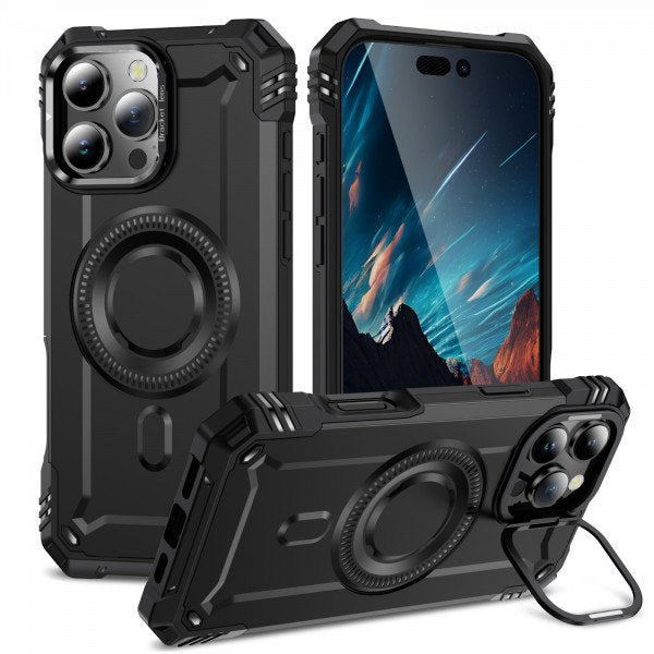 Full Body Magnetic MagSafe Military-Grade Shockproof Protective Case with Kickstand for Apple iPhone 16 Pro