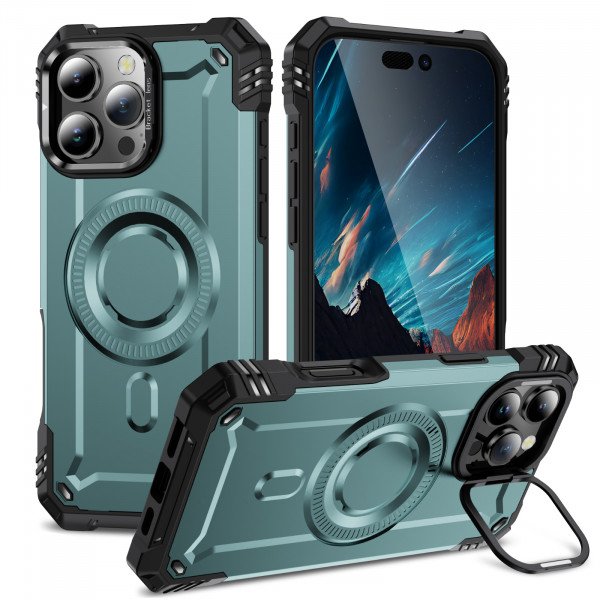 Full Body Magnetic MagSafe Military-Grade Shockproof Protective Case with Kickstand for Apple iPhone 16 Pro Max