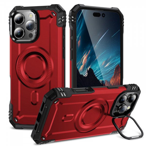 Full Body Magnetic MagSafe Military-Grade Shockproof Protective Case with Kickstand for Apple iPhone 16 Pro