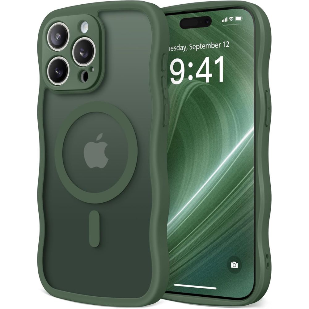 Curly Wavy Grip Matte Translucent Magnetic Magsafe Ring Case with Camera Protection for Apple iPhone 16 Pro Max