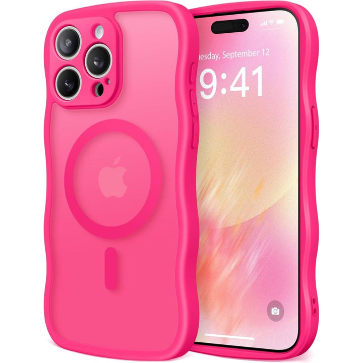Curly Wavy Grip Matte Translucent Magnetic Magsafe Ring Case with Camera Protection for Apple iPhone 16 Pro Max