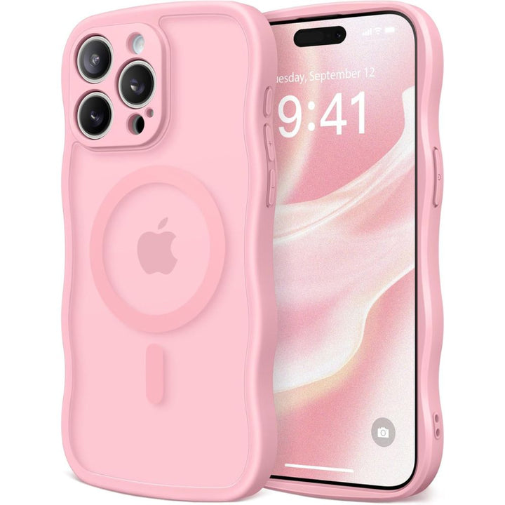 Curly Wavy Grip Matte Translucent Magnetic Magsafe Ring Case with Camera Protection for Apple iPhone 16 Pro Max