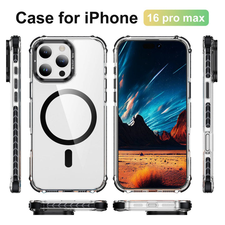 Transparent Super MagSafe Bumper Case with Lens Kickstand Camera Protection for Apple iPhone 16 Pro Max