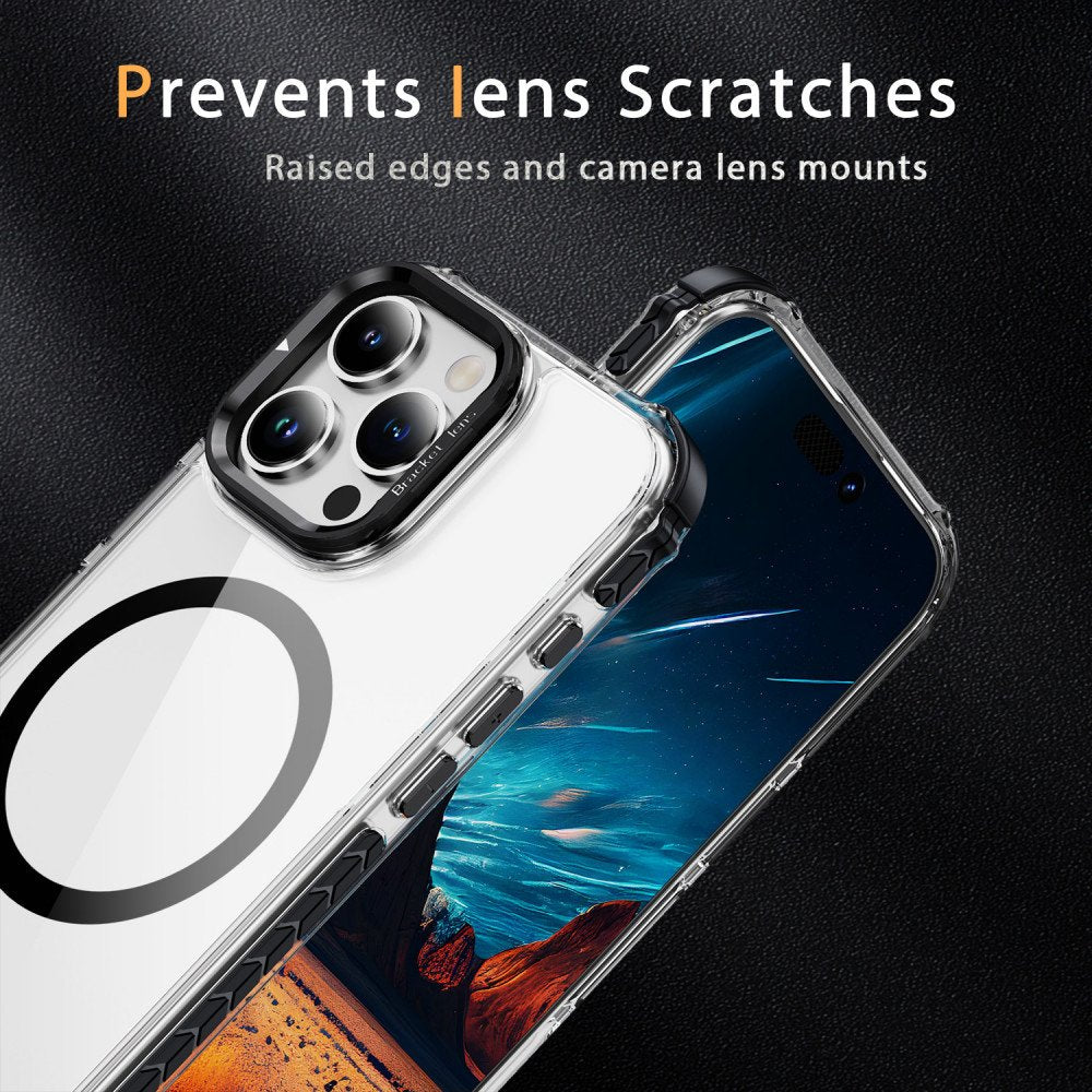Transparent Super MagSafe Bumper Case with Lens Kickstand Camera Protection for Apple iPhone 16 Pro Max