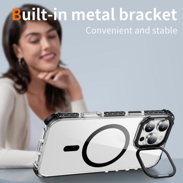 Transparent Super MagSafe Bumper Case with Lens Kickstand Camera Protection for Apple iPhone 16 Pro Max