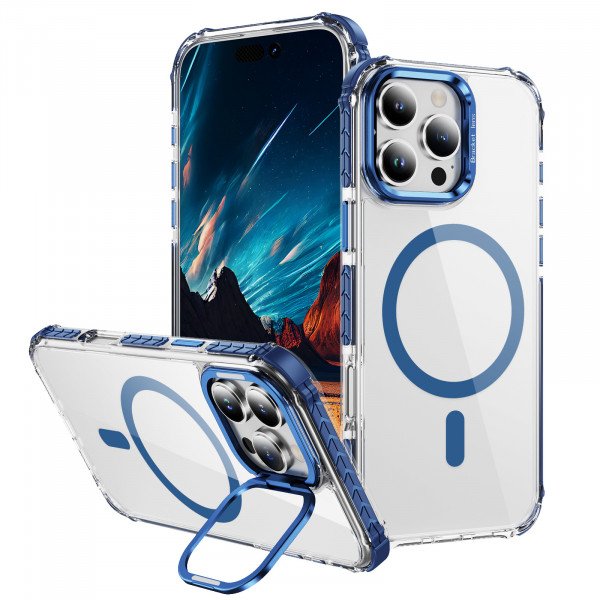 Transparent Super MagSafe Bumper Case with Lens Kickstand Camera Protection for Apple iPhone 16 Pro Max