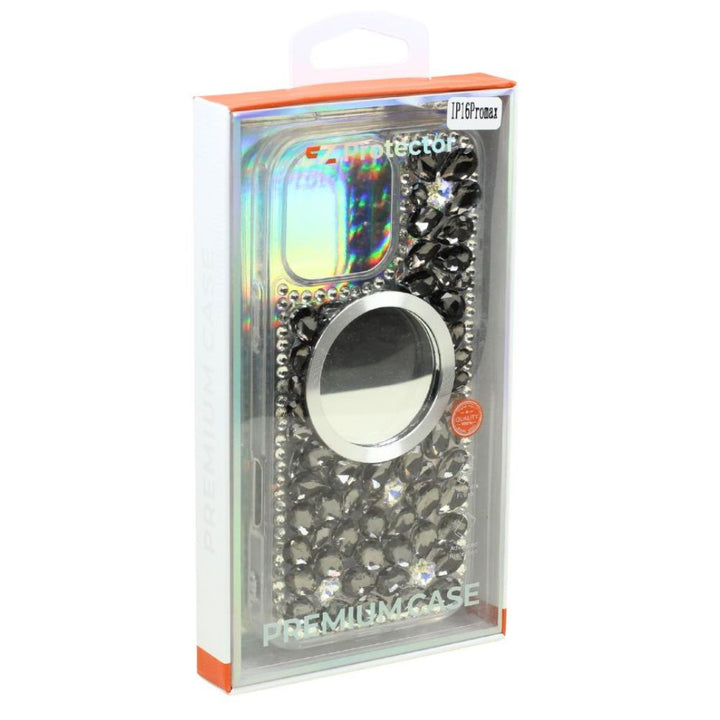 Glitter Rhinestone Diamond Mirror Phone Case with Protective TPU & Bling for Apple iPhone 16 Pro Max