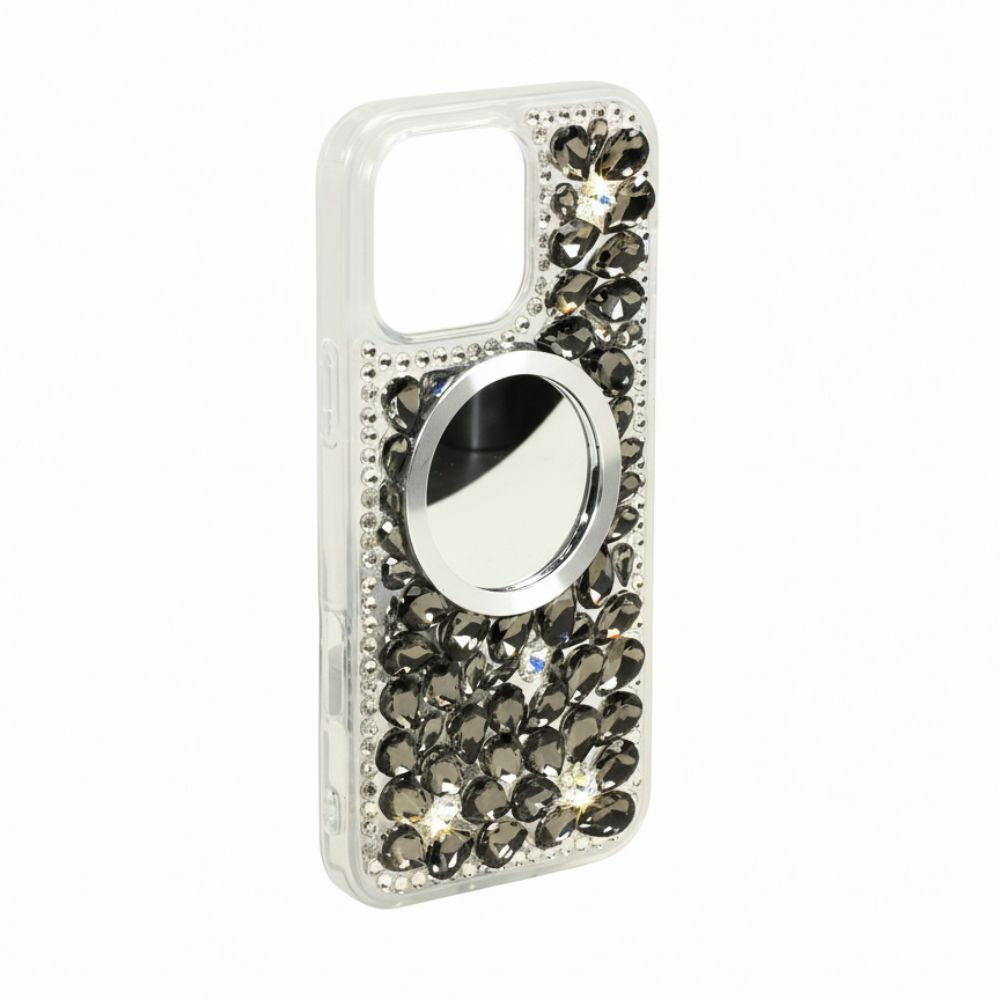 Glitter Rhinestone Diamond Mirror Phone Case with Protective TPU & Bling for Apple iPhone 16 Pro Max