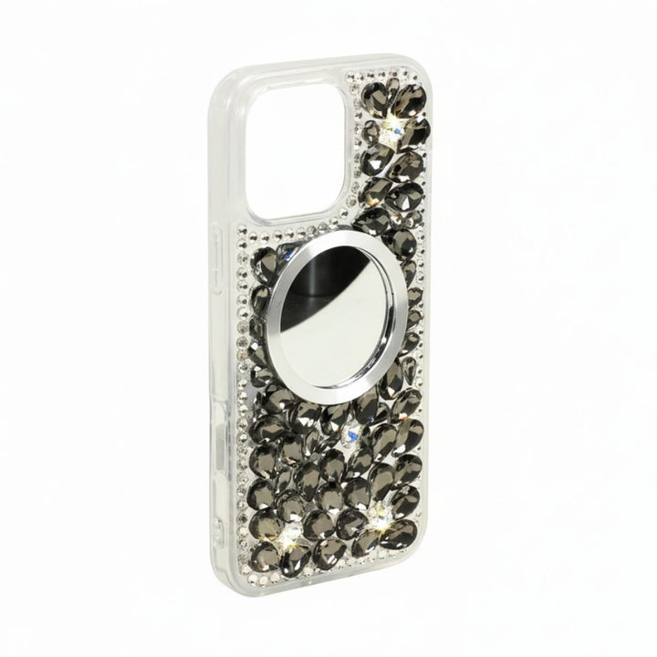 Glitter Rhinestone Diamond Mirror Phone Case with Protective TPU & Bling for Apple iPhone 16 Pro Max