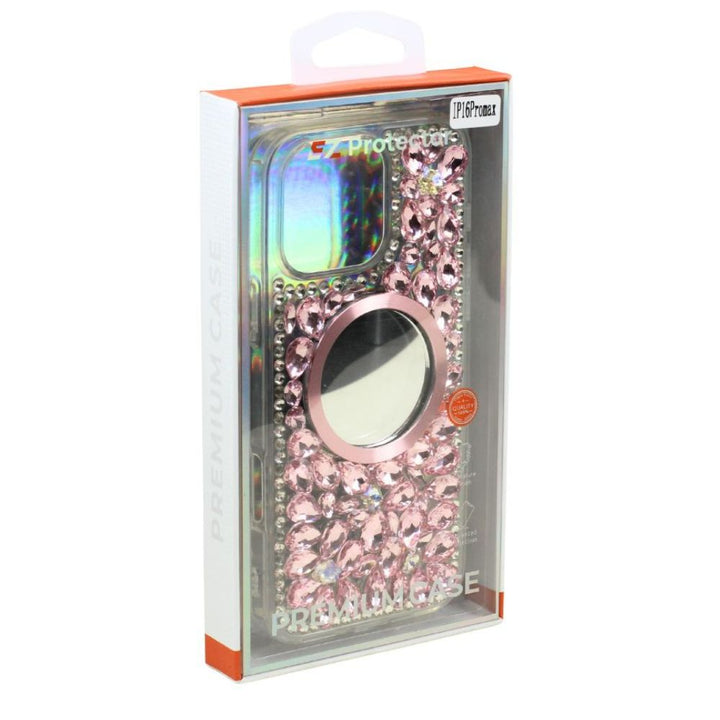 Glitter Rhinestone Diamond Mirror Phone Case with Protective TPU & Bling for Apple iPhone 16 Pro Max