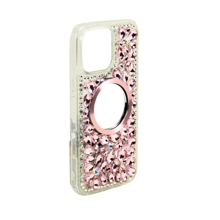 Glitter Rhinestone Diamond Mirror Phone Case with Protective TPU & Bling for Apple iPhone 16 Pro Max