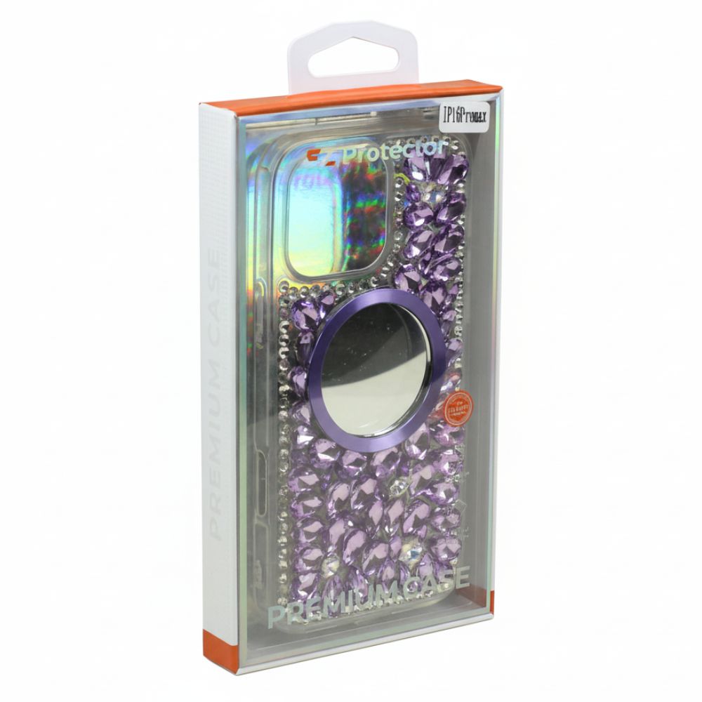 Glitter Rhinestone Diamond Mirror Phone Case with Protective TPU & Bling for Apple iPhone 16 Pro Max