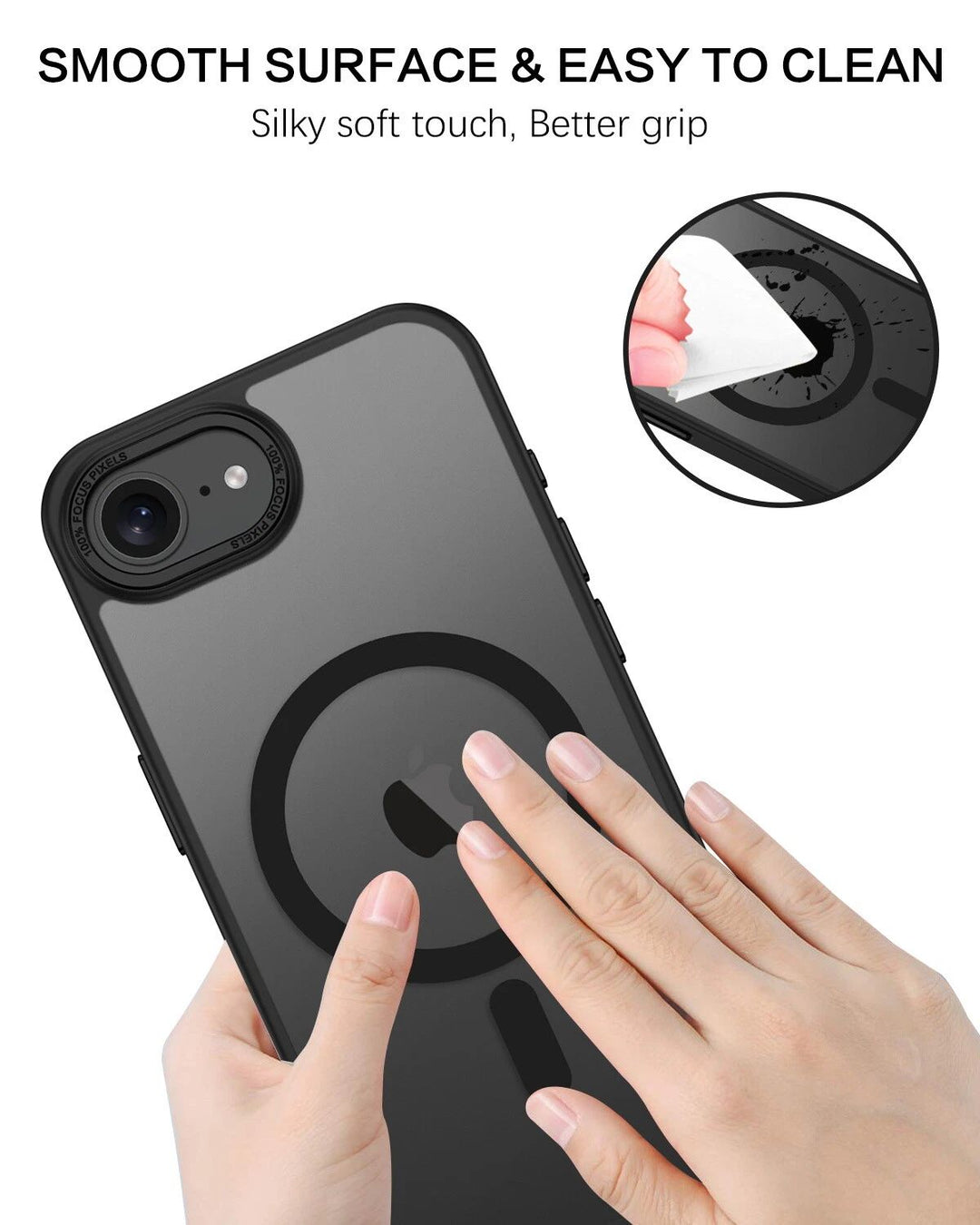 Magnetic MagSafe Hybrid Cover Case with Stainless Camera Edge & Button Shields for Apple iPhone 16e - Enhanced Protection