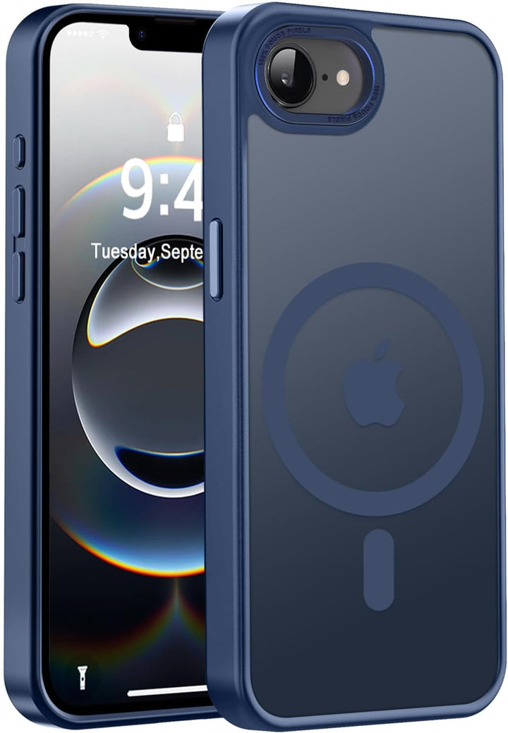 Magnetic MagSafe Hybrid Cover Case with Stainless Camera Edge & Button Shields - Shockproof, Slim Fit for Apple iPhone 16e