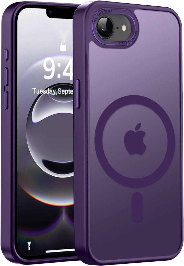 Magnetic MagSafe Hybrid Cover Case with Stainless Camera Edge & Button Shields - Shockproof, Slim Fit for Apple iPhone 16e