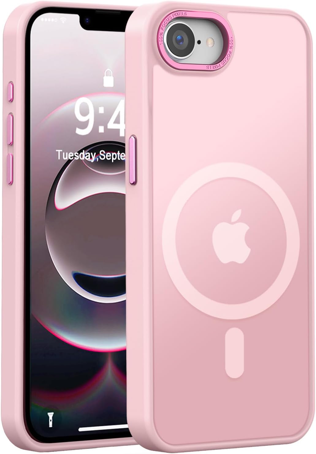 Magnetic MagSafe Hybrid Cover Case with Stainless Camera Edge & Button Shields for Apple iPhone 16e - Enhanced Protection