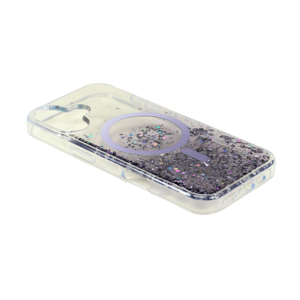 Stylish 2-Tone Transparent MagSafe-Compatible Ring Phone Case with Sparkle Glitter Dust, Lightweight Protection for Apple iPhone 17
