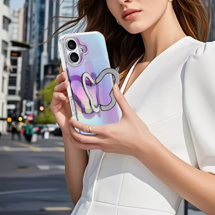 Glitter Butterfly Kickstand Phone Case – Rainbow Gradient, Sparkling Stand, Shockproof, Slim Design for Apple iPhone 17