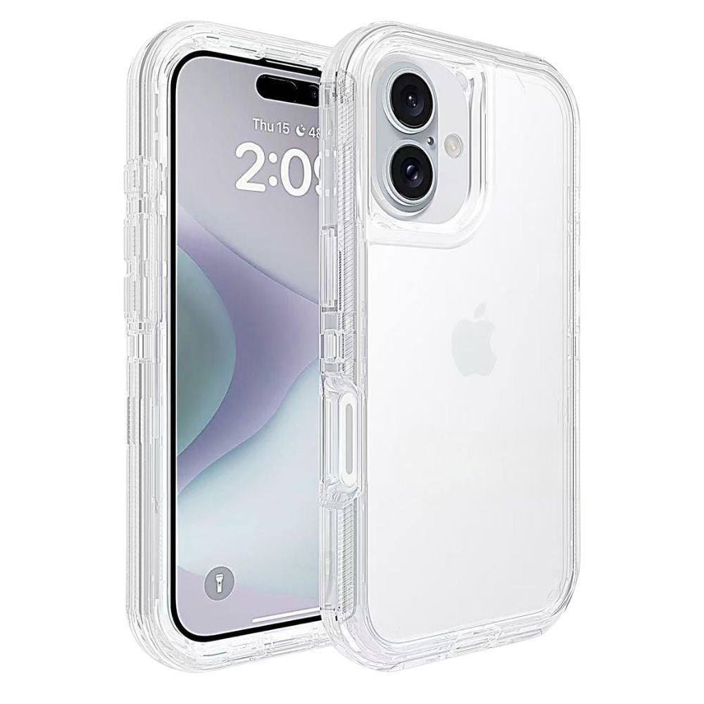 Heavy Duty Rugged Shockproof Full Body Protection Defender Case with Transparent Back for Apple iPhone 17 - Compatible with iPhone 17