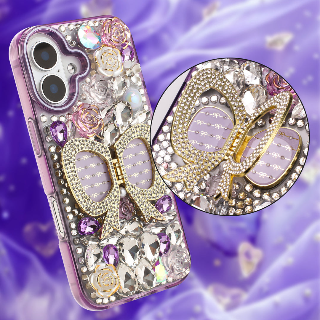 Sleek Metallic Armor MagSafe Magnetic Ring Stand Protective Phone Case with Metallic Buttons - For Apple iPhone 17