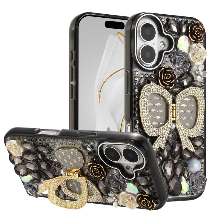 Sleek Metallic Armor MagSafe Magnetic Ring Stand Protective Phone Case with Metallic Buttons - For Apple iPhone 17
