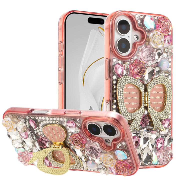 Sleek Metallic Armor MagSafe Magnetic Ring Stand Protective Phone Case with Metallic Buttons - For Apple iPhone 17