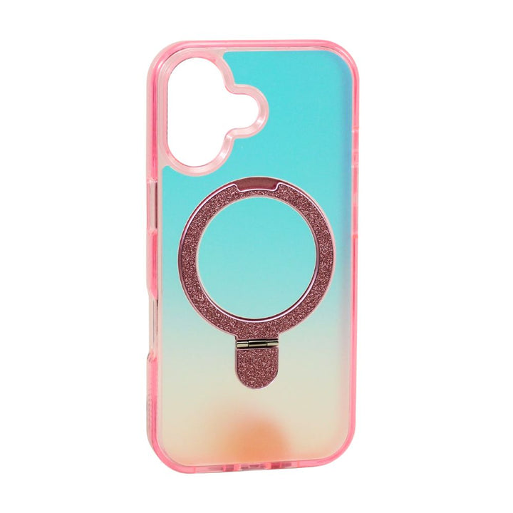 Magnetic Magsafe Glitter Ring Kickstand Gradient Design Phone Case, Drop Protection, Slim Profile for Apple iPhone 17