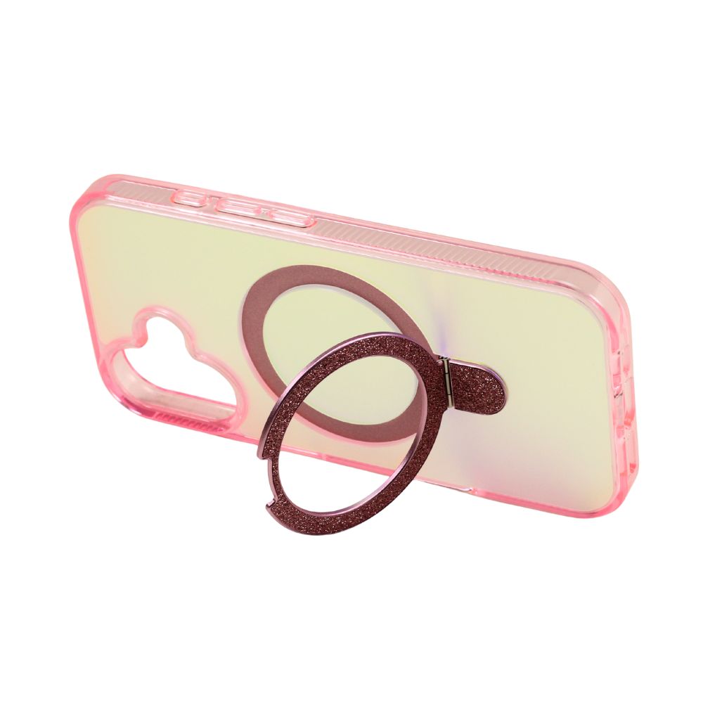 Magnetic Magsafe Glitter Ring Kickstand Gradient Design Phone Case, Drop Protection, Slim Profile for Apple iPhone 17