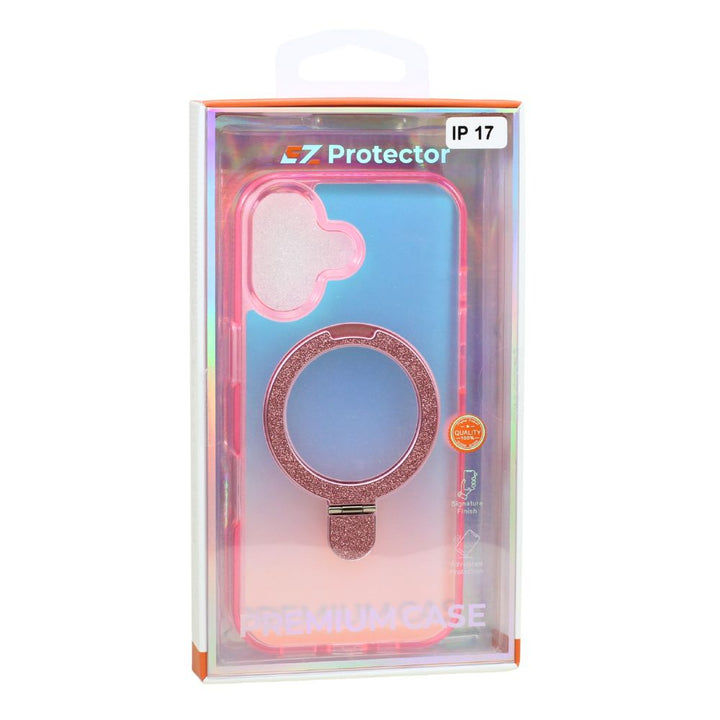 Magnetic Magsafe Glitter Ring Kickstand Gradient Design Phone Case, Drop Protection, Slim Profile for Apple iPhone 17