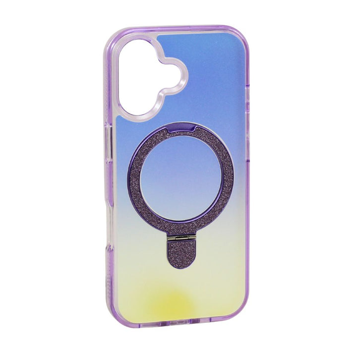 Magnetic Magsafe Glitter Ring Kickstand Gradient Design Phone Case, Drop Protection, Slim Profile for Apple iPhone 17