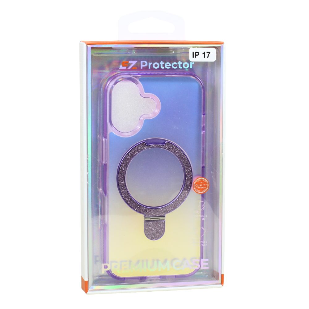 Magnetic Magsafe Glitter Ring Kickstand Gradient Design Phone Case, Drop Protection, Slim Profile for Apple iPhone 17