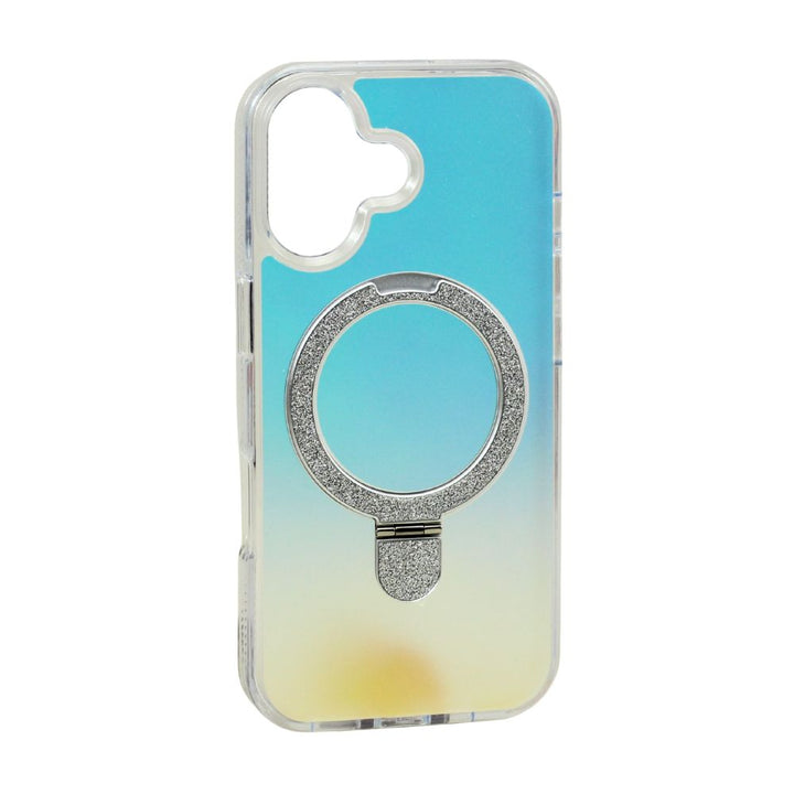 Magnetic Magsafe Glitter Ring Kickstand Gradient Design Phone Case, Drop Protection, Slim Profile for Apple iPhone 17