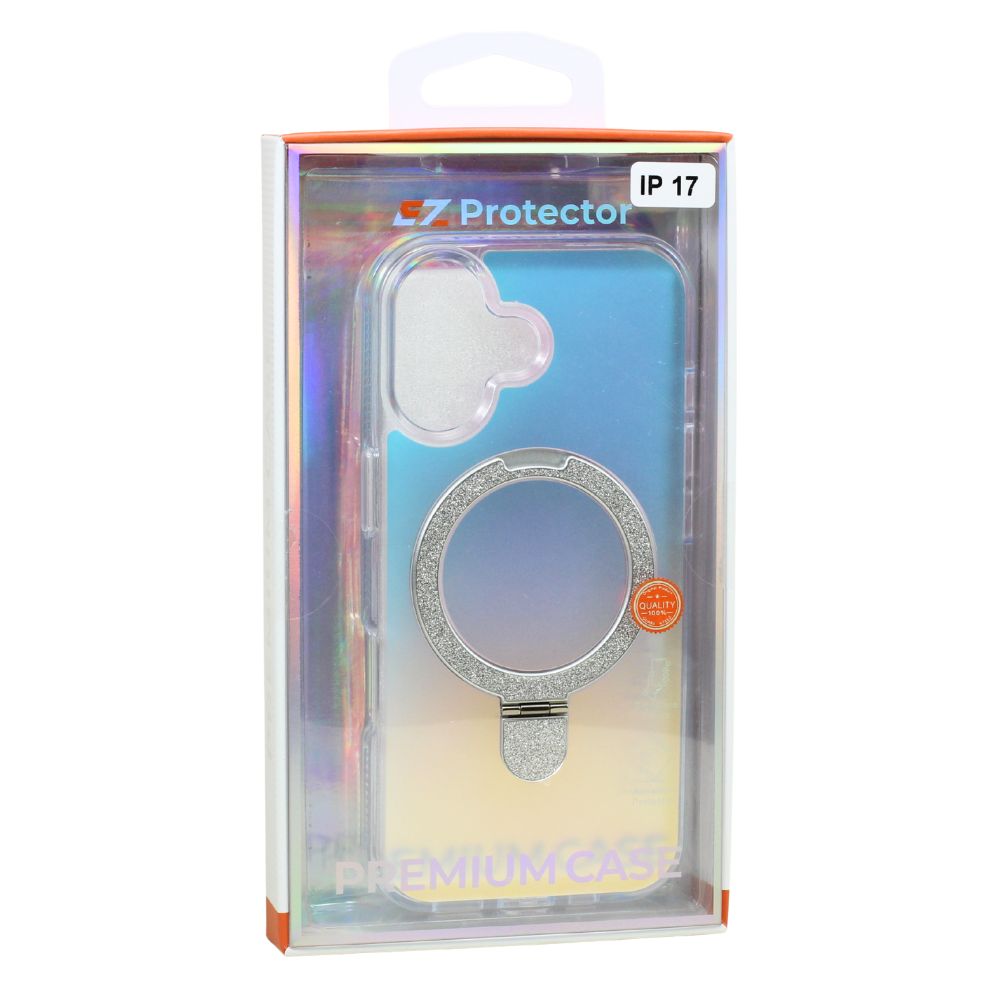 Magnetic Magsafe Glitter Ring Kickstand Gradient Design Phone Case, Drop Protection, Slim Profile for Apple iPhone 17