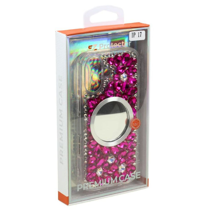 Glitter Rhinestone Diamond Mirror Jewel Phone Case – Lightweight, Shock-Absorbing, Mirror Finish, TPU Protection for Apple iPhone 17
