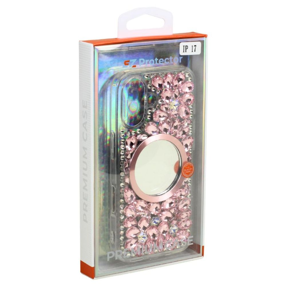 Glitter Rhinestone Diamond Mirror Jewel Phone Case – Lightweight, Shock-Absorbing, Mirror Finish, TPU Protection for Apple iPhone 17