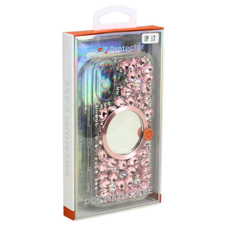 Glitter Rhinestone Diamond Mirror Jewel Phone Case – Lightweight, Shock-Absorbing, Mirror Finish, TPU Protection for Apple iPhone 17