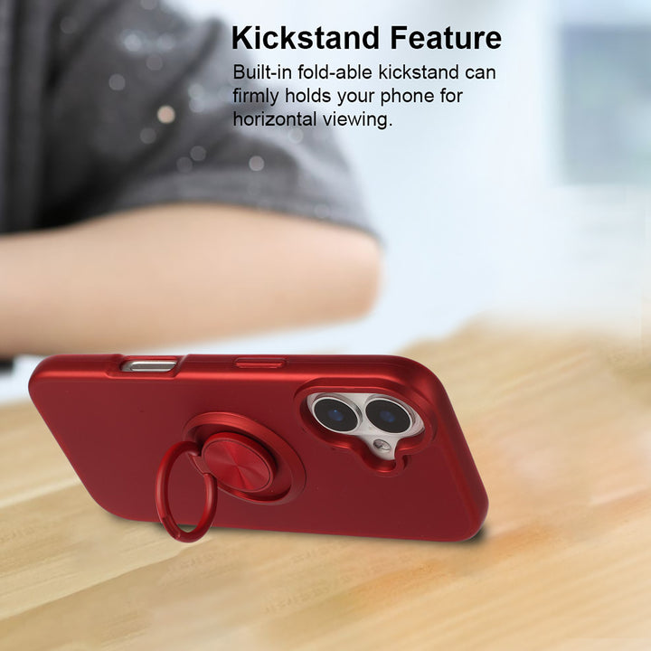 Shockproof Kickstand Phone Case with Glossy Finish – Superior Protection & Built-In Ring Holder for Apple iPhone 17