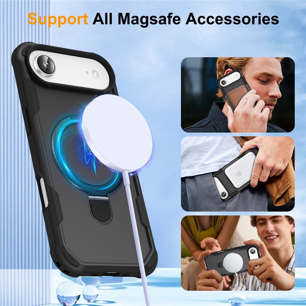 Strong Grip Anti-Scratch Protection Shockproof Phone Case with MagSafe Ring Kickstand for Apple iPhone 17 Air