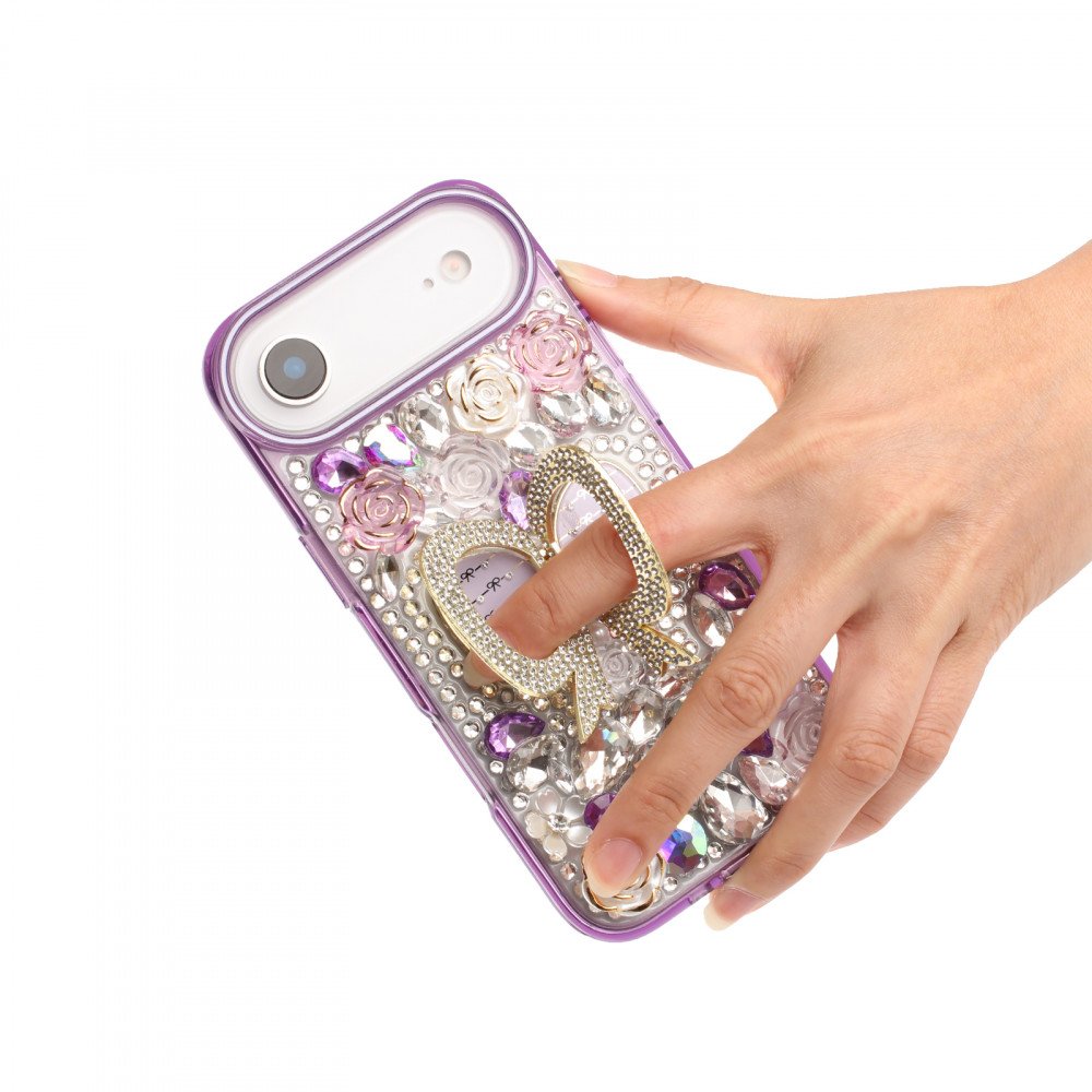 Shiny Butterfly Kickstand Phone Case with Bling Diamond Rhinestone Flower Design for Apple iPhone 17 Air