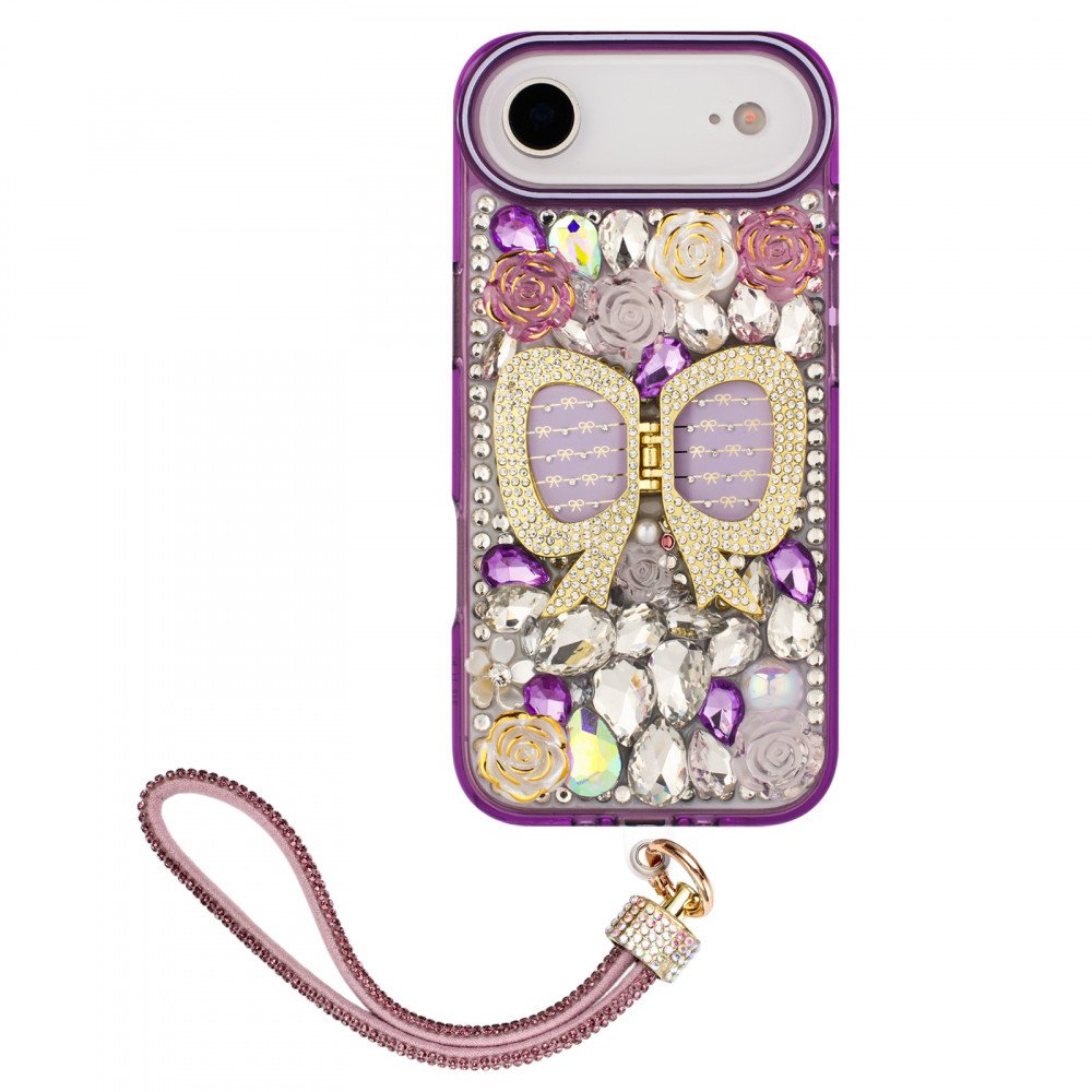 Shiny Butterfly Kickstand Phone Case with Bling Diamond Rhinestone Flower Design for Apple iPhone 17 Air