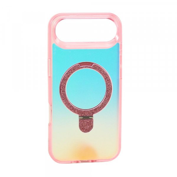Color Gradient Design Style Magnetic Magsafe Phone Case with Glitter Kickstand Ring for Apple iPhone 17 Air