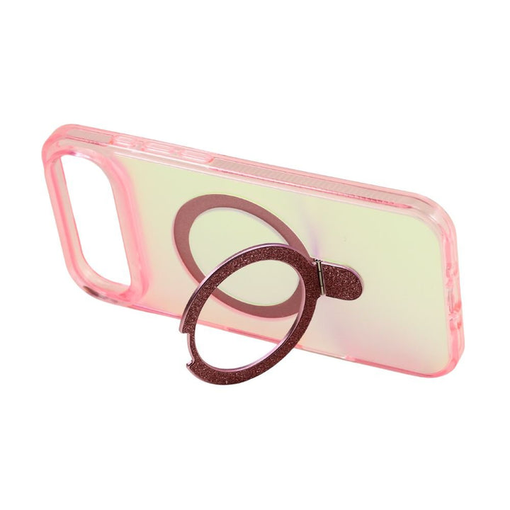 Color Gradient Design Style Magnetic Magsafe Phone Case with Glitter Kickstand Ring for Apple iPhone 17 Air