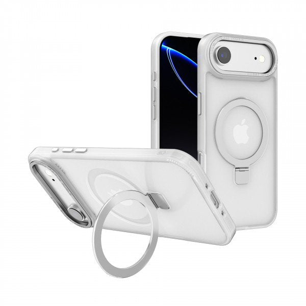 Sleek Metallic Finish Protective Armor Magnetic Magsafe Ring Stand Phone Case with Metallic Buttons for Apple iPhone 17 Air