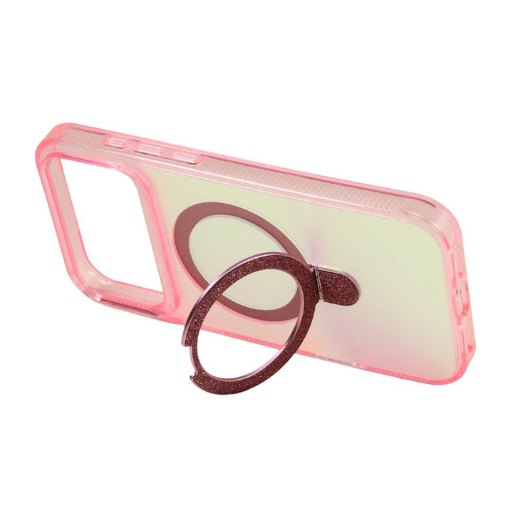 Color Gradient Design Style Magnetic Magsafe Phone Case with Glitter Kickstand Ring for Apple iPhone 17 Pro