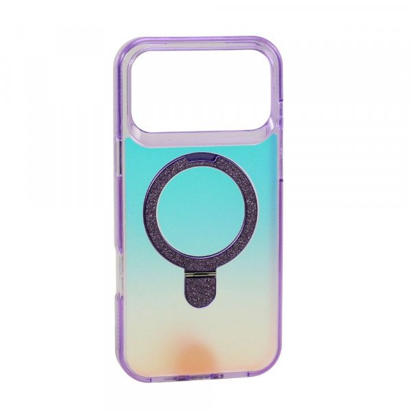 Color Gradient Design Style Magnetic Magsafe Phone Case with Glitter Kickstand Ring for Apple iPhone 17 Pro
